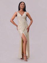 Sequin surplice sleeveless maxi dress back view