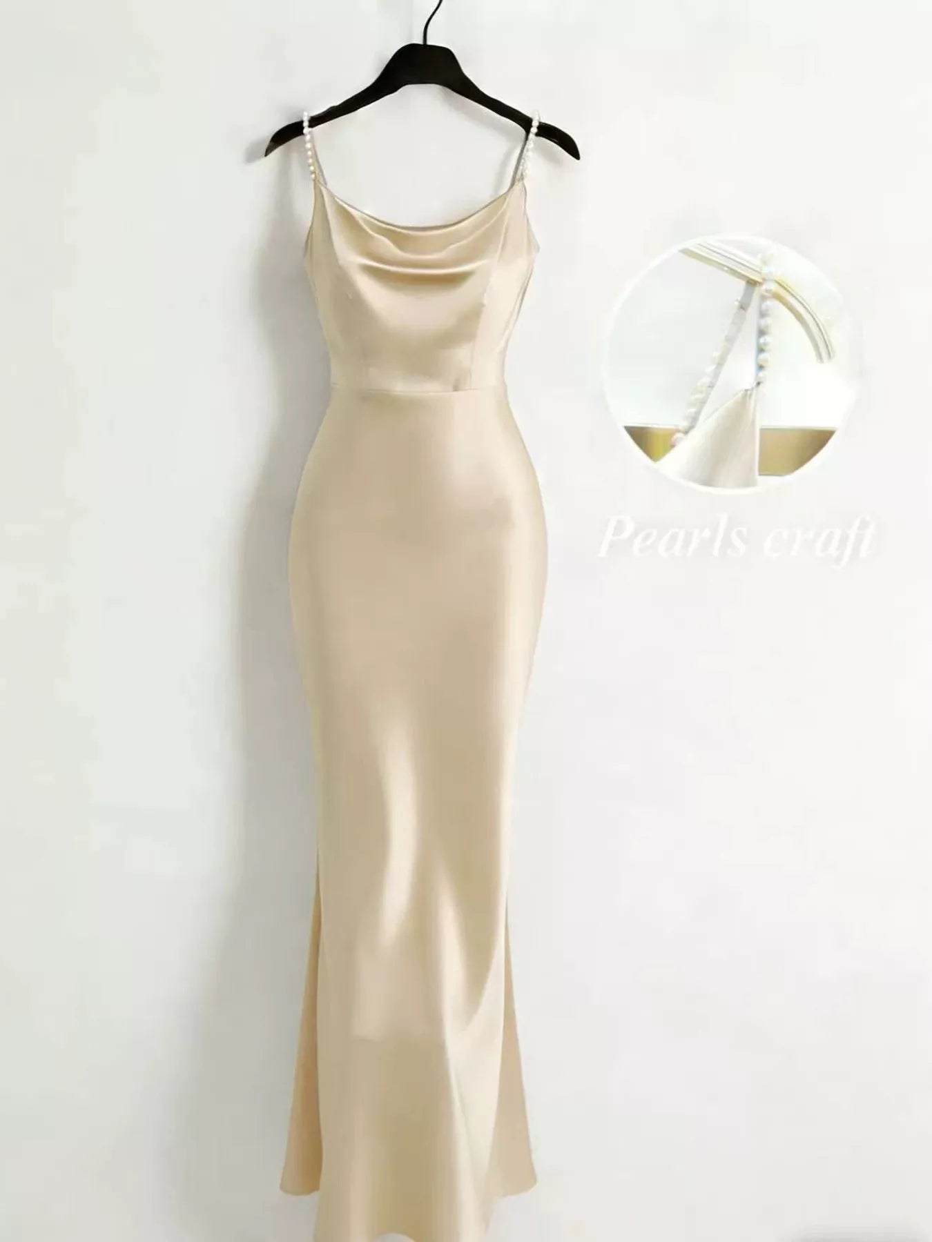 Cowl-neck satin maxi dress side view