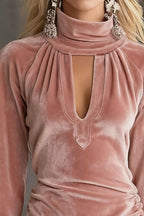 Dusty Pink Velvet Ruched Cutout Mini Dress – alternate view 2