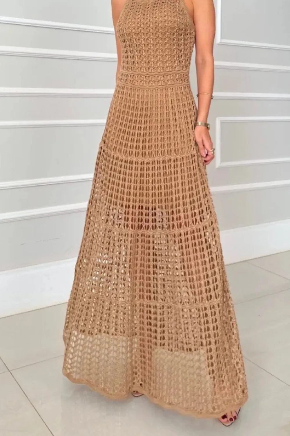 Matcha green sleeveless cutout maxi dress