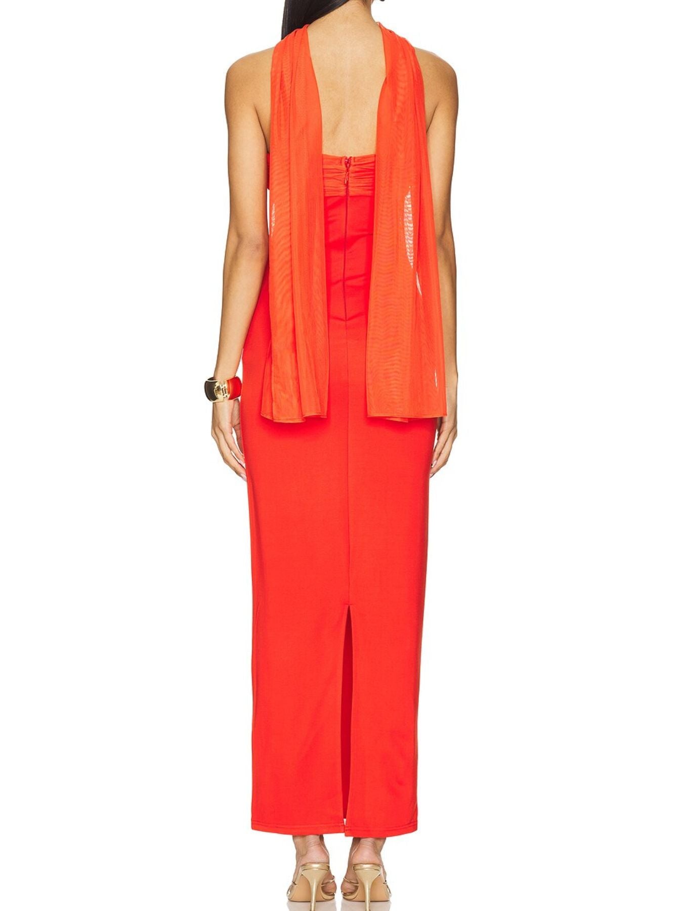 Ruched Strapless Tube Maxi Dress with Slit - product view 4