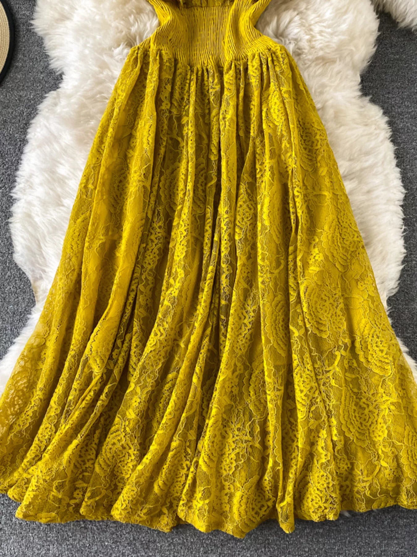 Emerald green mock neck lace maxi dress