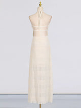 Tied halter formal maxi dress silhouette
