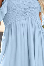 Light-Blue Off-the-Shoulder Smocked Maxi Dress - product view 5