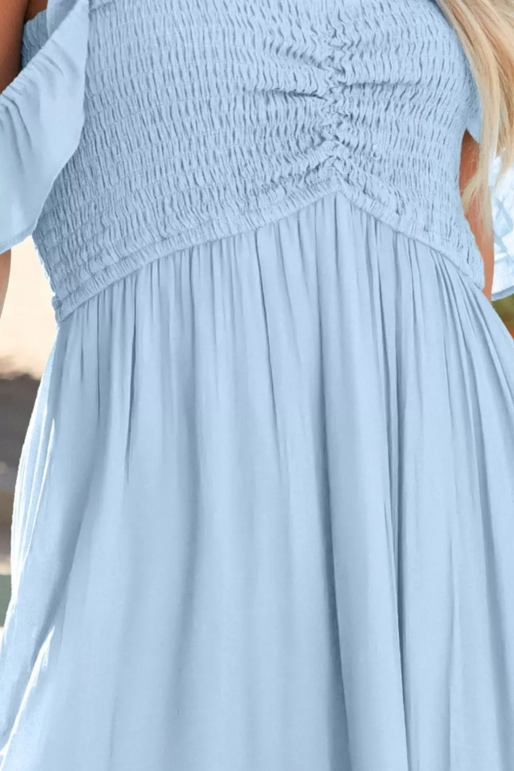 Light-Blue Off-the-Shoulder Smocked Maxi Dress - product view 5