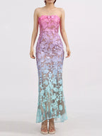 Strapless occasion maxi dress back view