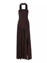 Two-Tone Strapless Asymmetrical Slit Maxi Dress - product view 5