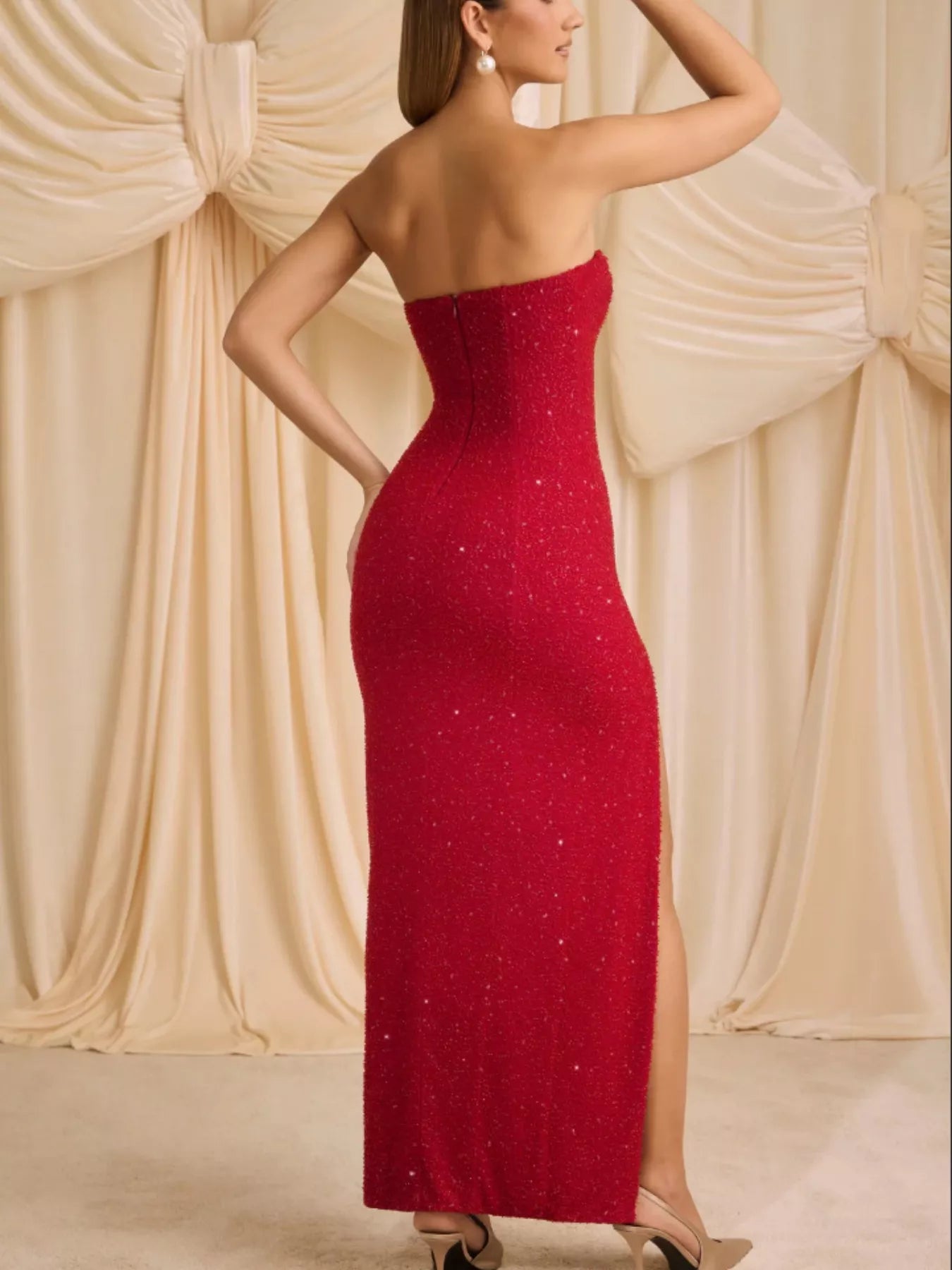 Strapless High-Slit Tube Maxi Dress – alternate view 3