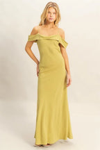 HYFVE matcha asymmetrical cami maxi dress front view