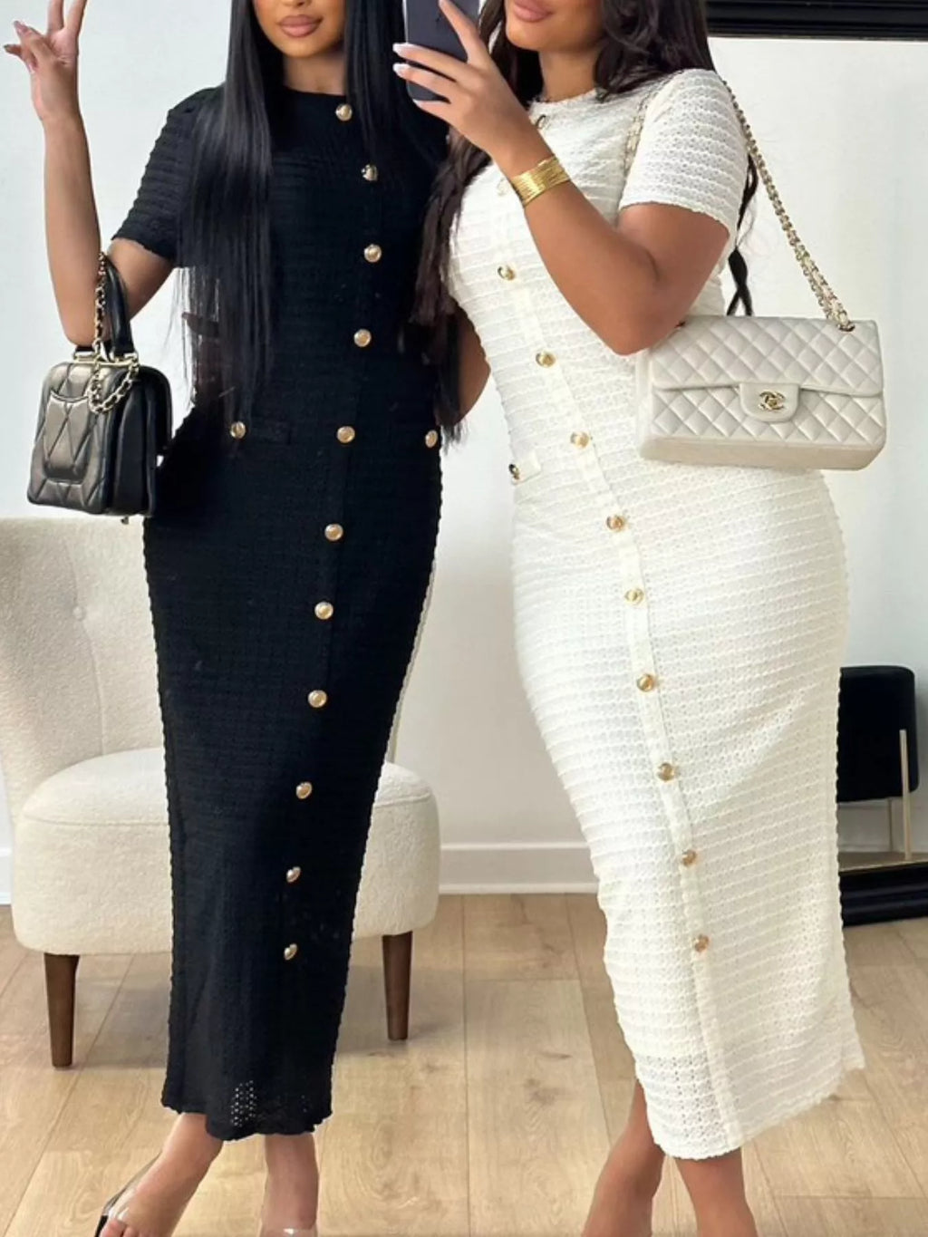 Textured midi dress back view