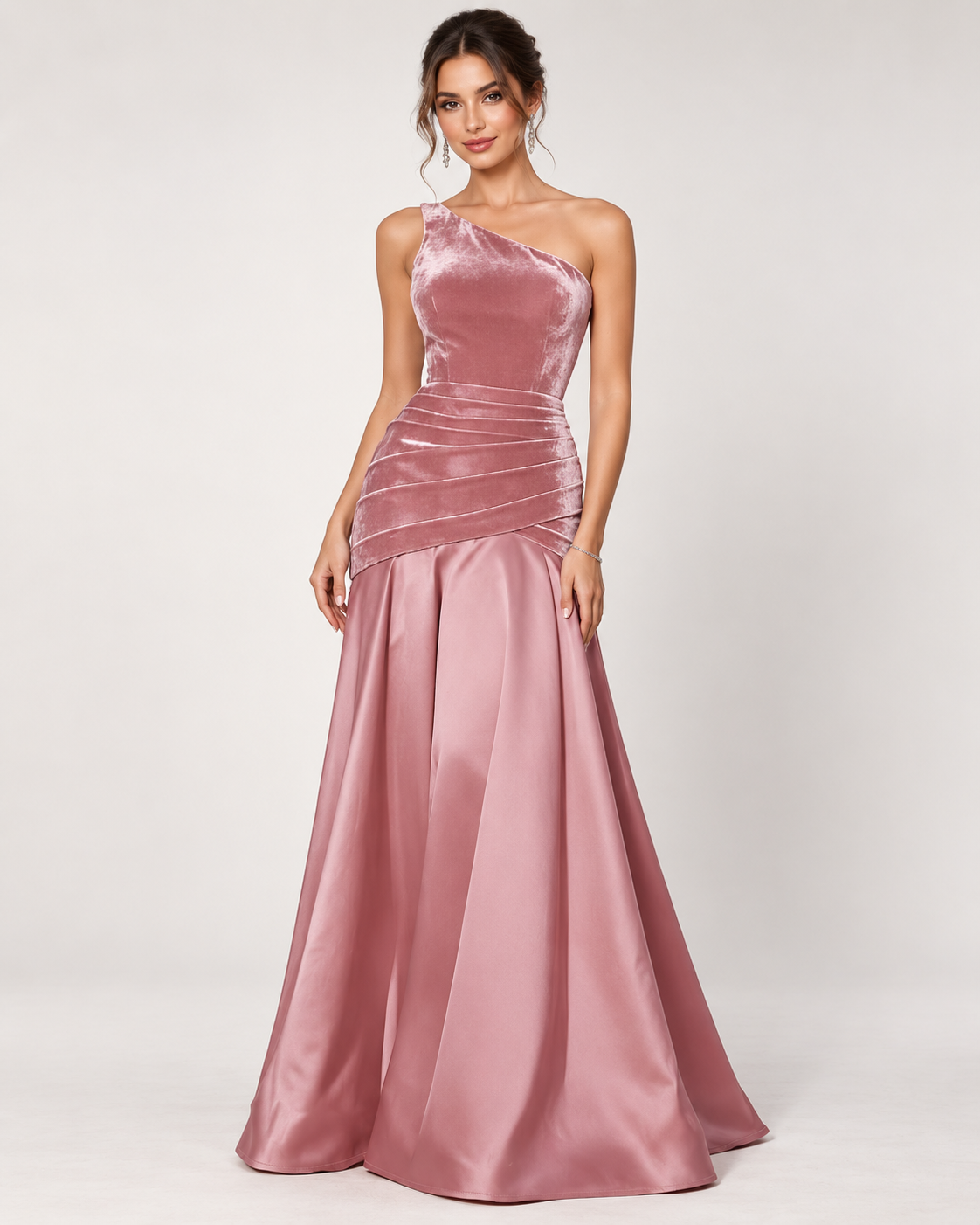 Velvet One-Shoulder Mermaid Maxi Dress