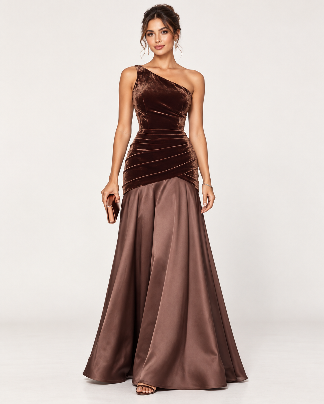 Velvet One-Shoulder Mermaid Maxi Dress