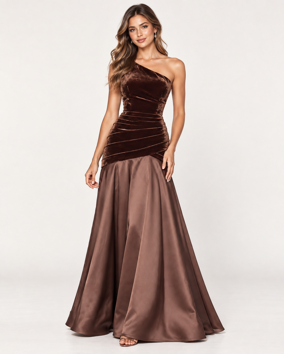 Velvet One-Shoulder Mermaid Maxi Dress