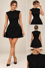 Cutout-Back Cap-Sleeve Mini Dress