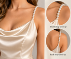 Pearl-Strap Cowl-Neck Satin Maxi Dress