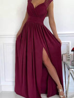 High slit lace detail maxi dress front view