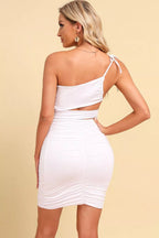 Cutout one shoulder mini dress side view