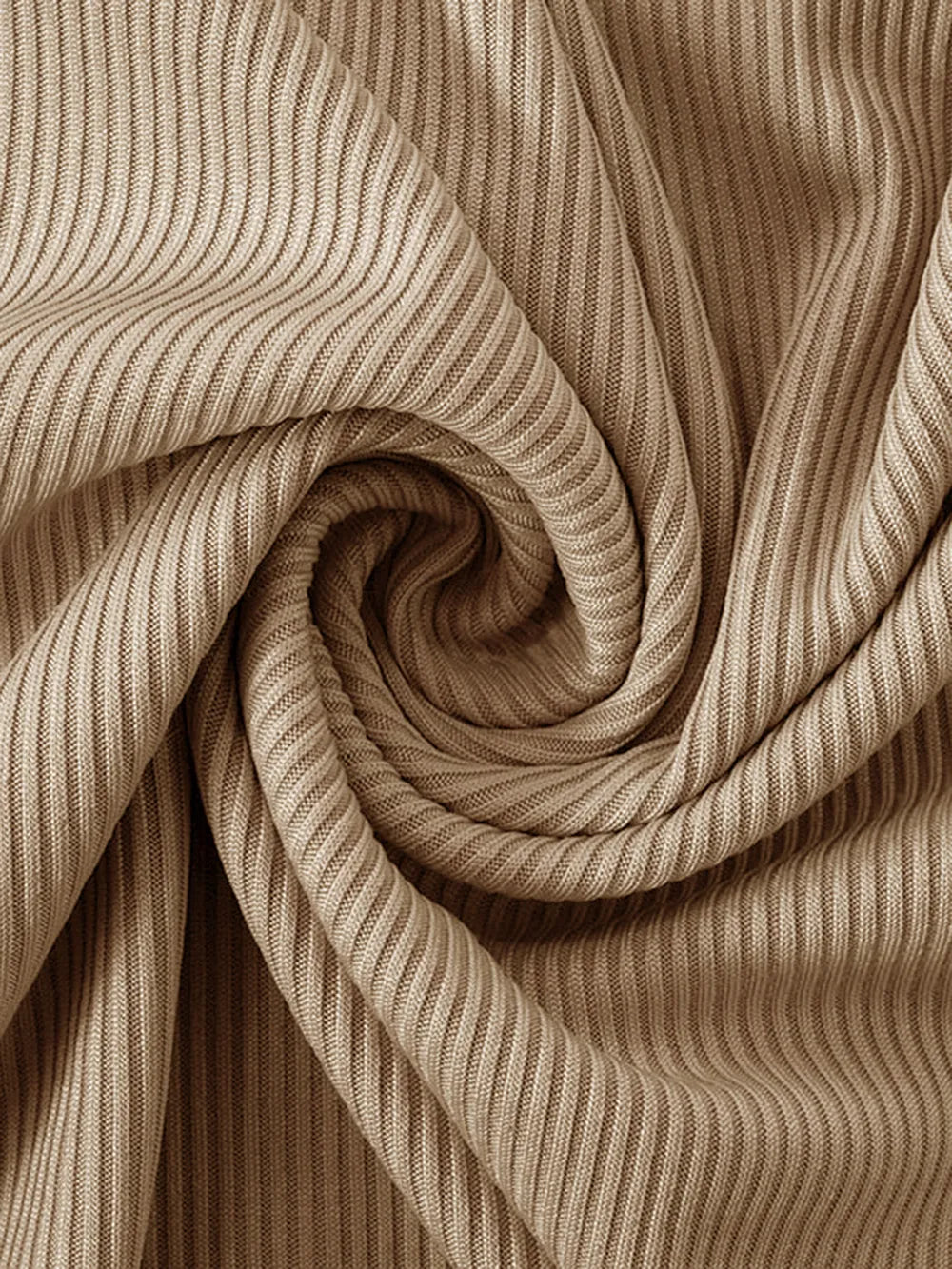 Beige ribbed dress fabric close-up