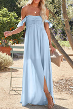 Light-Blue Off-the-Shoulder Smocked Maxi Dress - product view 1