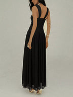 Black Ruched Sleeveless Embellished Maxi Dress - product view 4