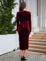 Burgundy ruched wrap dress