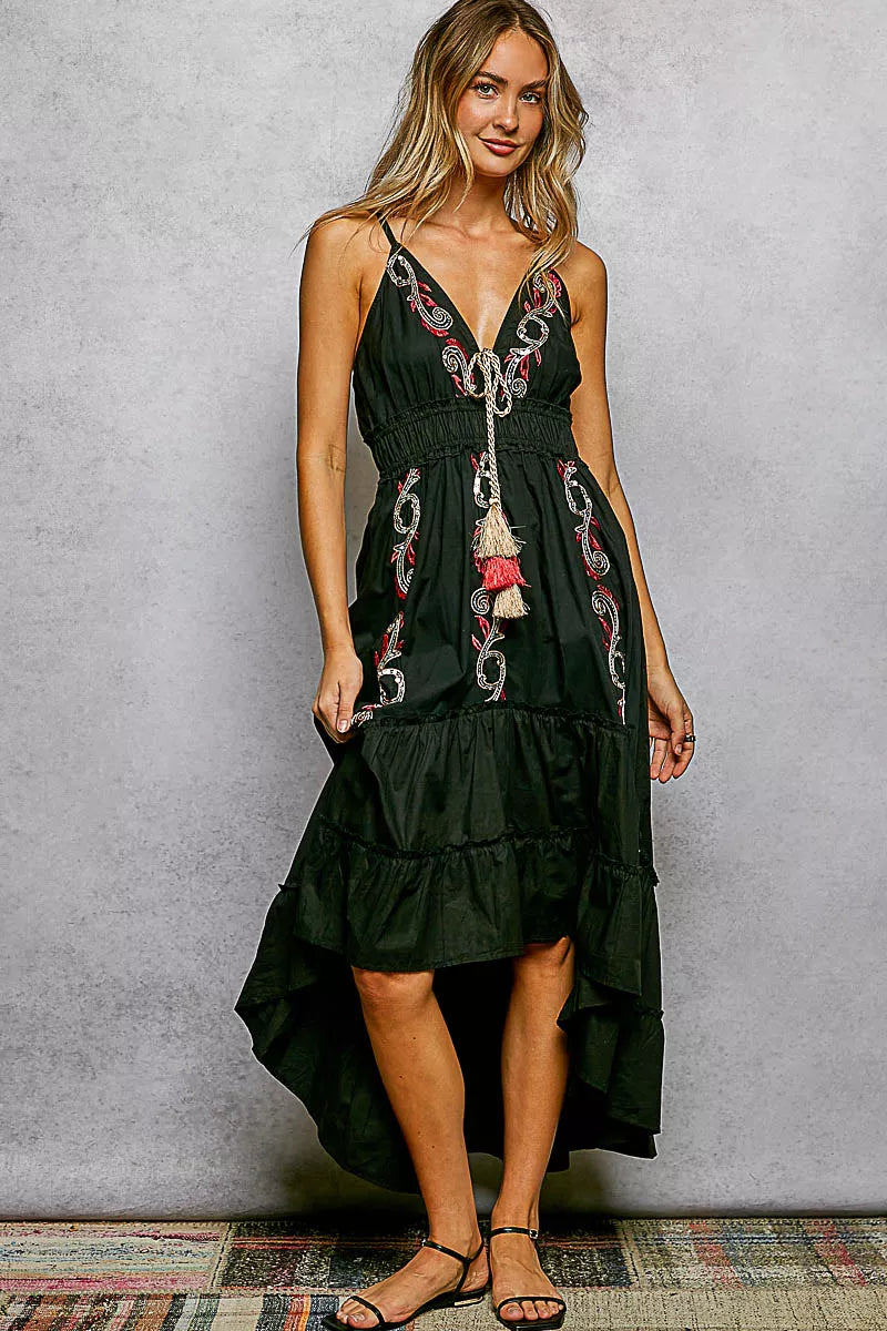 POL Embroidered Cotton Tiered Midi Cami Dress - product image 3
