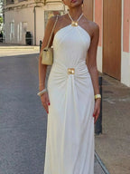 Halter-neck maxi dress full-length view