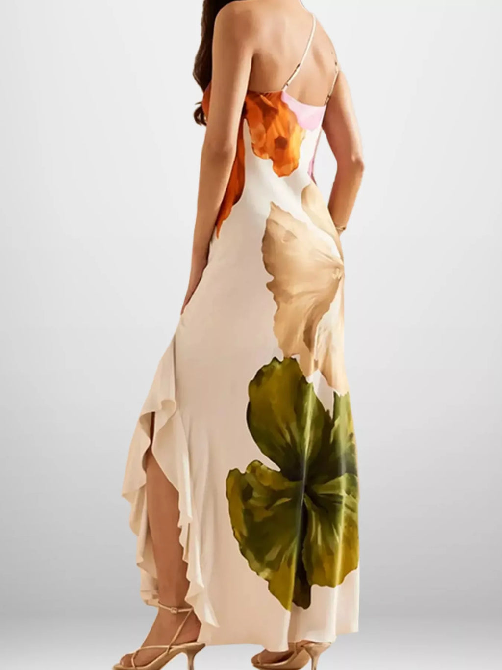 Floral one-shoulder maxi dress full-length view