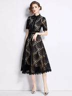 Plus Size Lace Midi Dress with Short Sleeves – alternate view 6