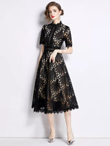 Plus Size Lace Midi Dress with Short Sleeves – alternate view 6