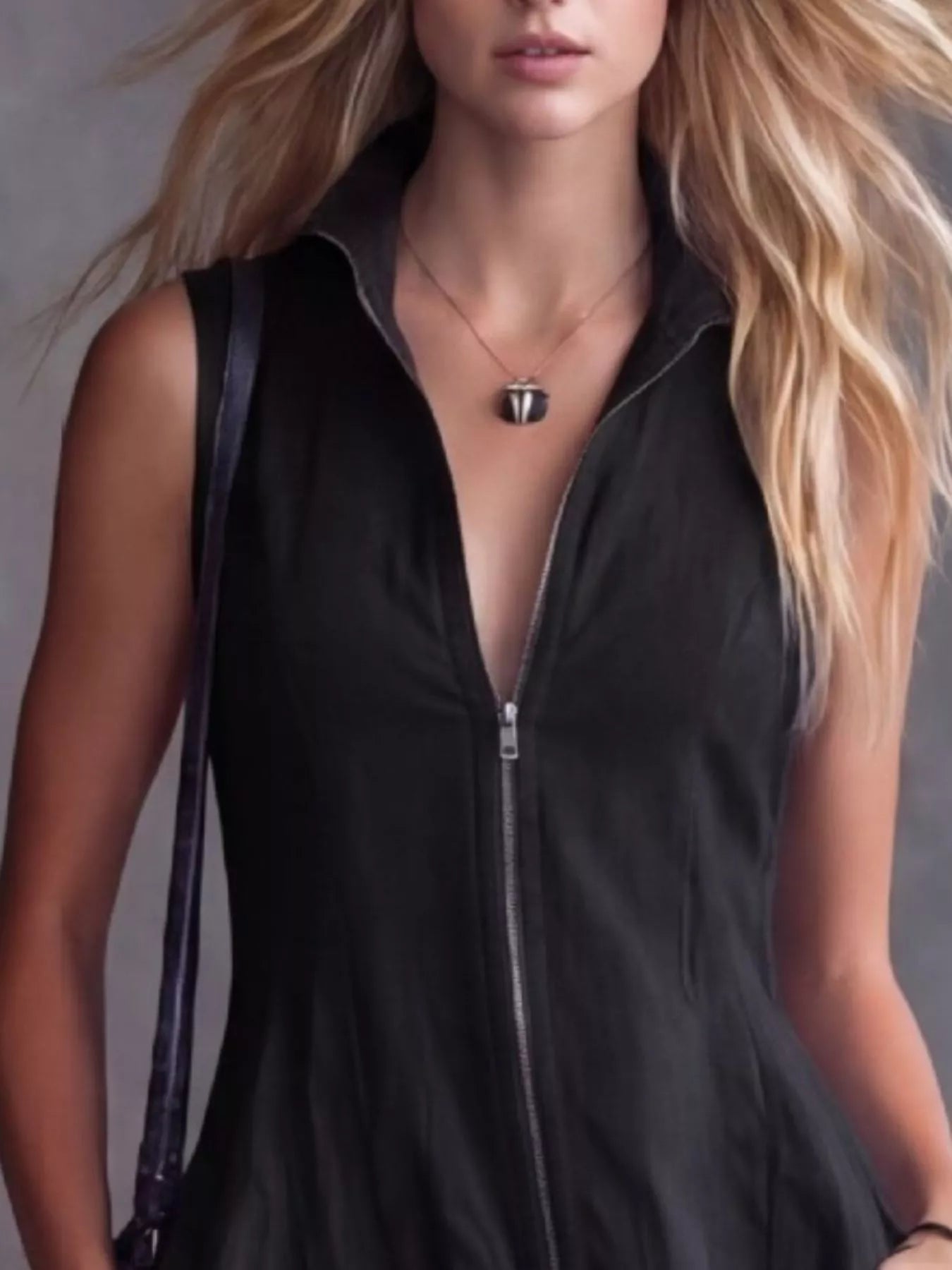 High-low ruffle dress zip detail