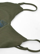 Green printed dress neckline and strap detail