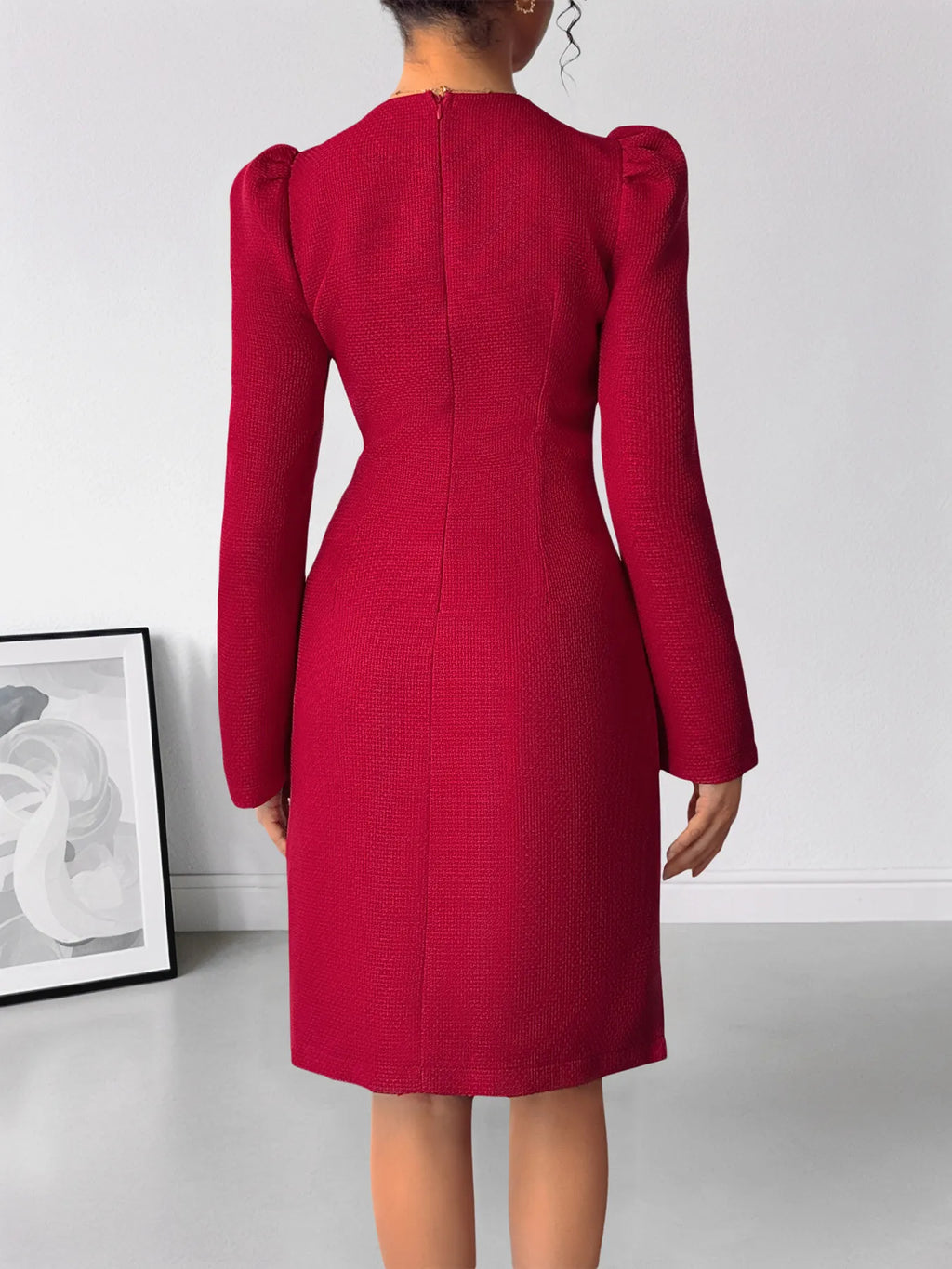 Red long sleeve occasion dress