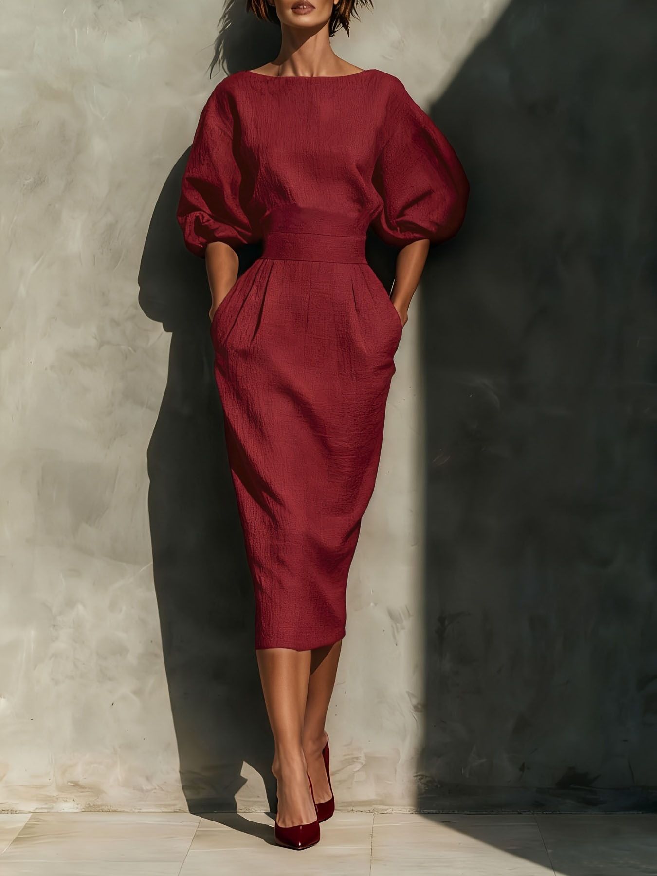 Elegant pocketed midi dress
