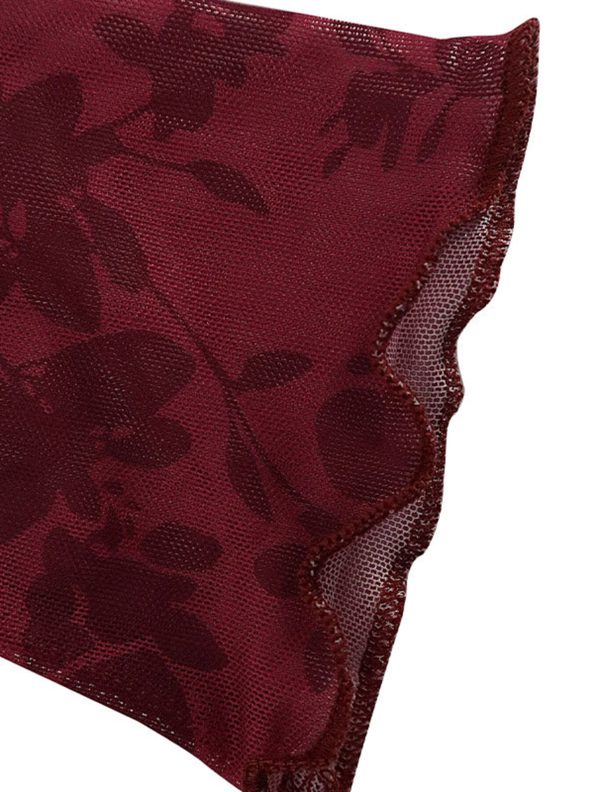Burgundy floral mesh dress hem detail