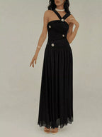 Black Ruched Sleeveless Embellished Maxi Dress - product view 2