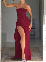 Strapless Maxi Dress with High Slit – alternate view 3