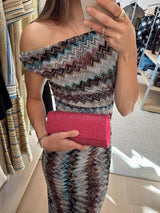 Multicolor One-Shoulder Zigzag-Knit Maxi Dress - product view 3