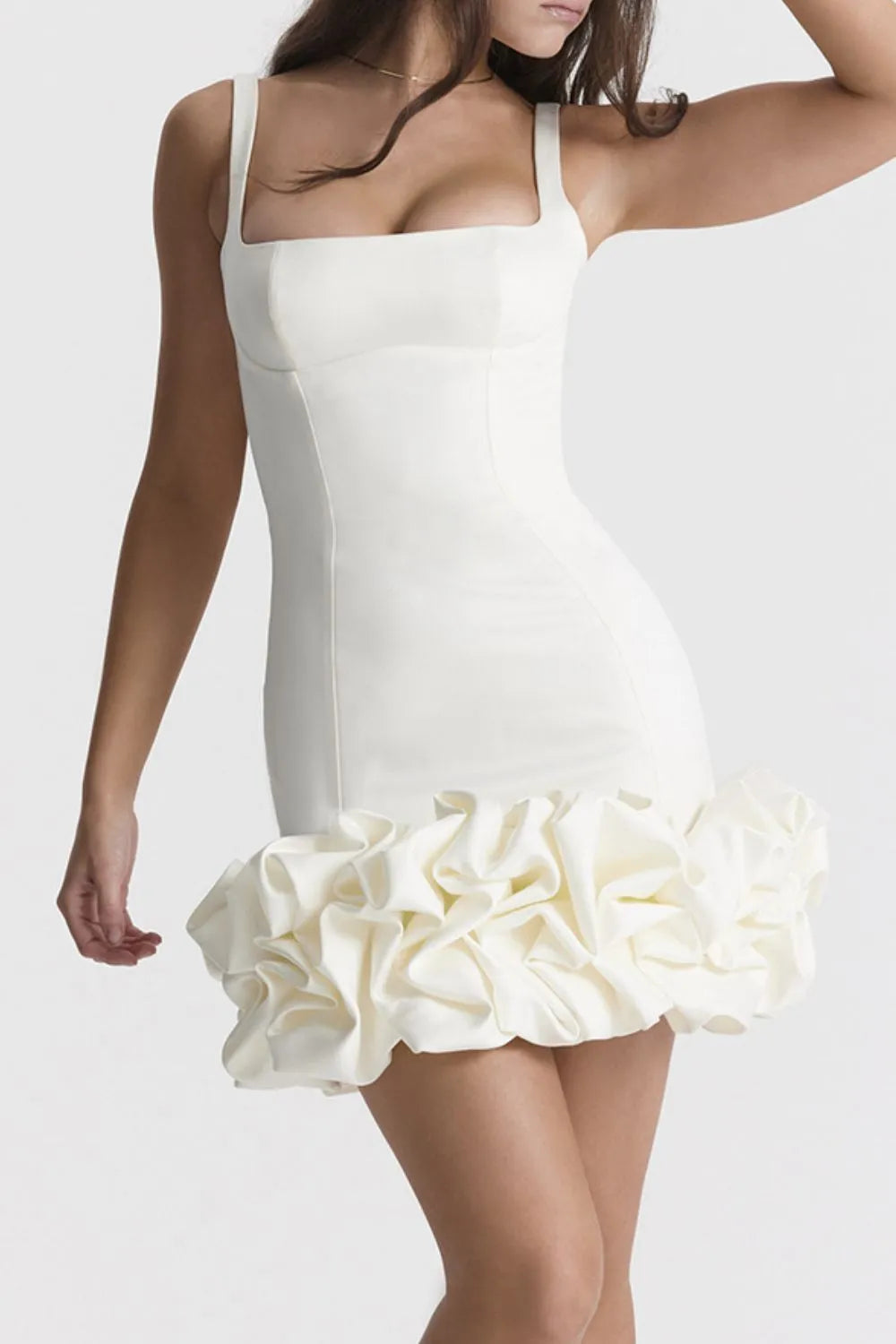 Square-neck mini dress side view