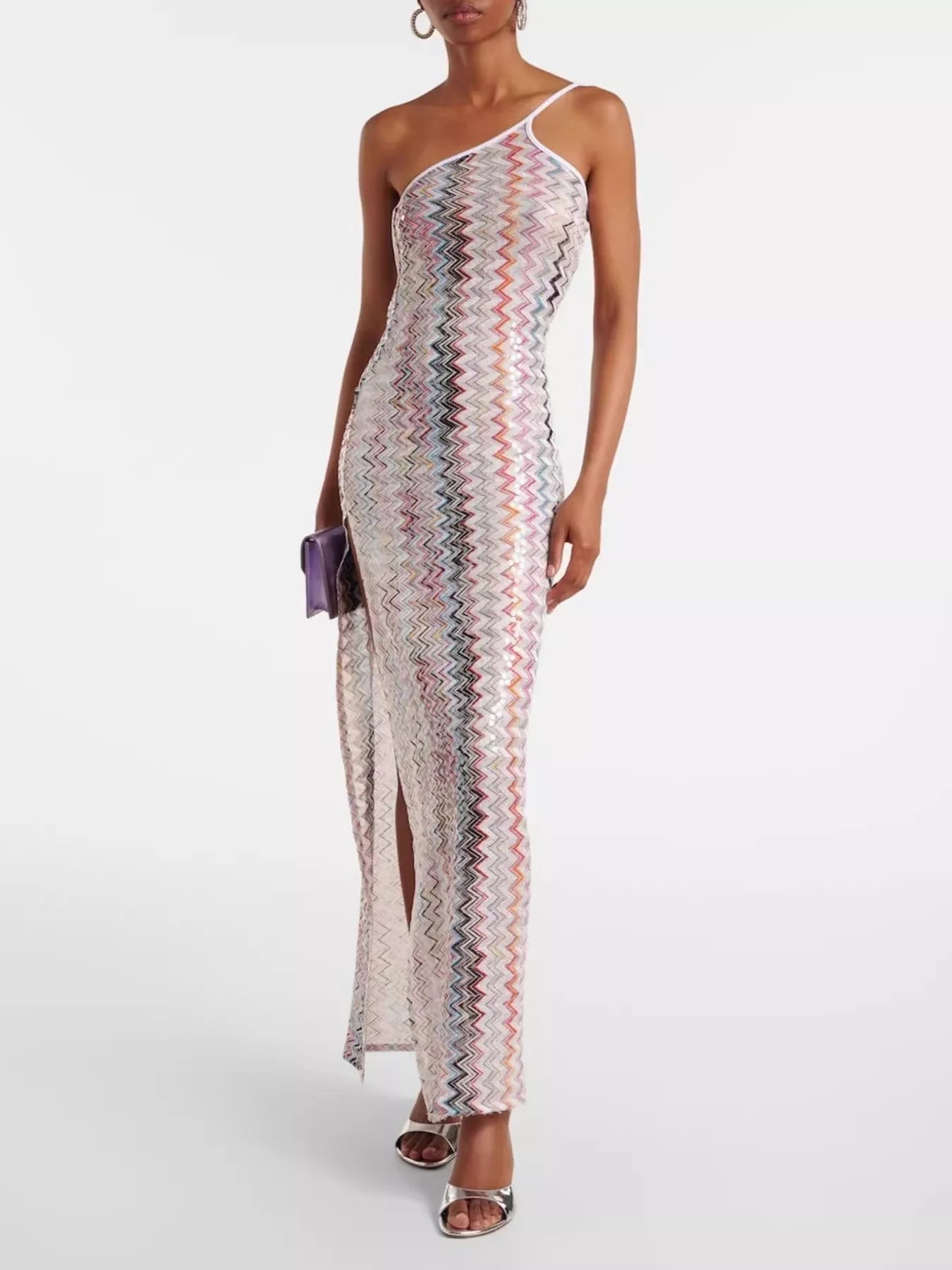 Multicolor zigzag sleeveless maxi dress