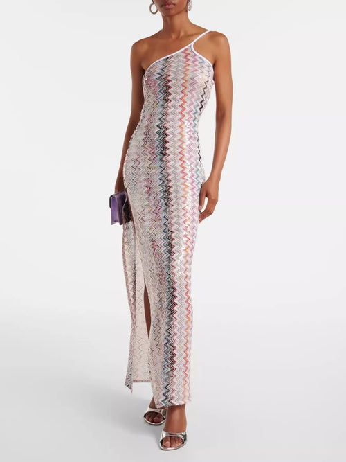 Multicolor zigzag sleeveless maxi dress