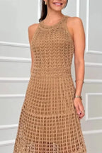 Ochre sleeveless cutout maxi dress