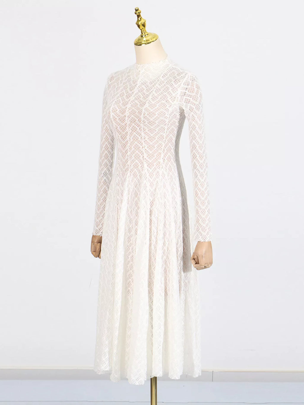 White formal lace maxi dress side view