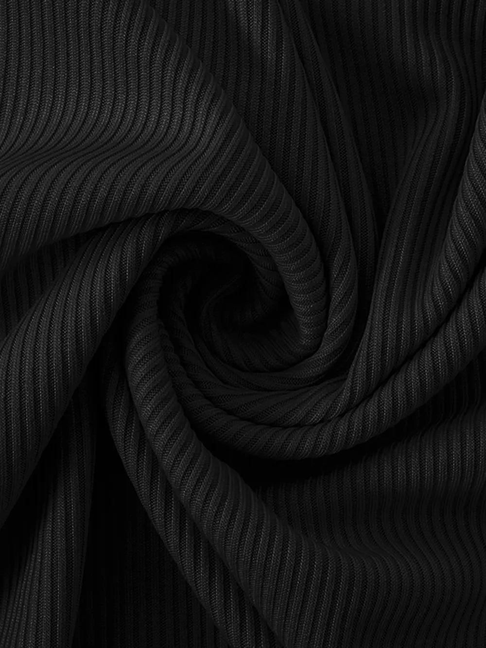Black ribbed dress fabric close-up
