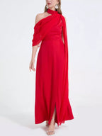High-slit maxi dress full silhouette