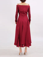 Ruched Spaghetti-Strap Long-Sleeve Slit Dress - product view 4