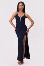 Backless sequin maxi dress side view