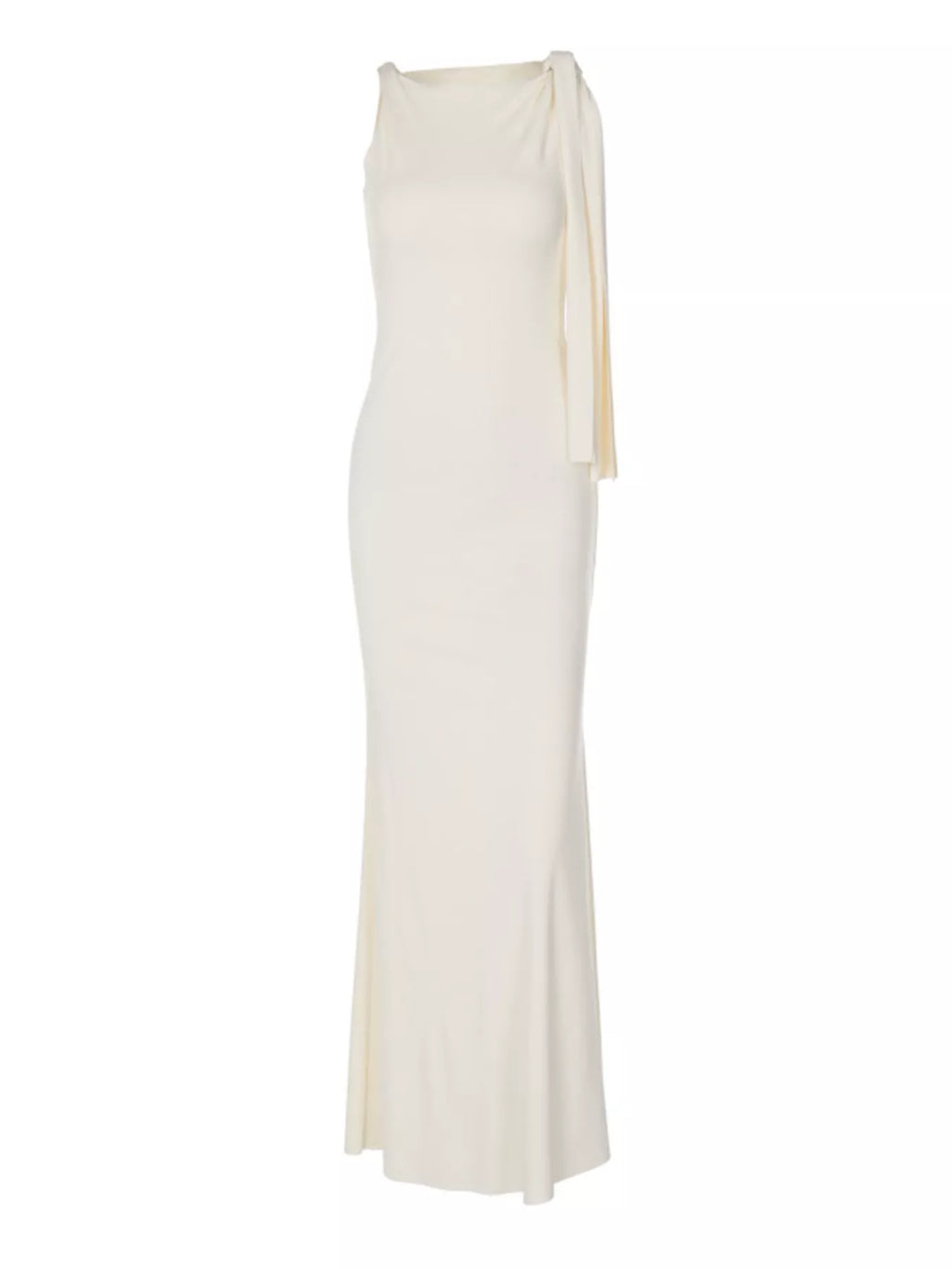 Elegant draped maxi dress fabric detail