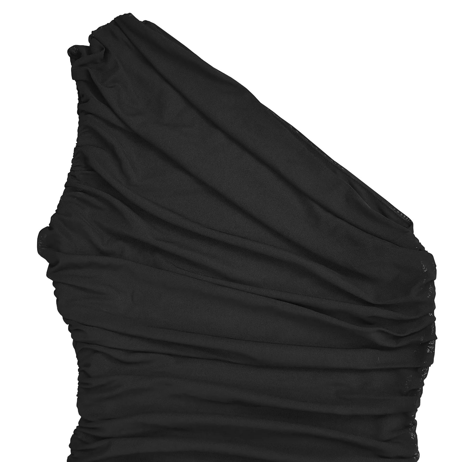 One-Shoulder Ruched Bodycon Slit Maxi Dress - product view 5