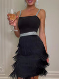 Fringe-trim cami mini dress front view
